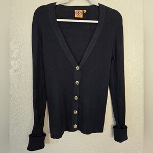 Tory Burch Black Cotton Cardigan Large